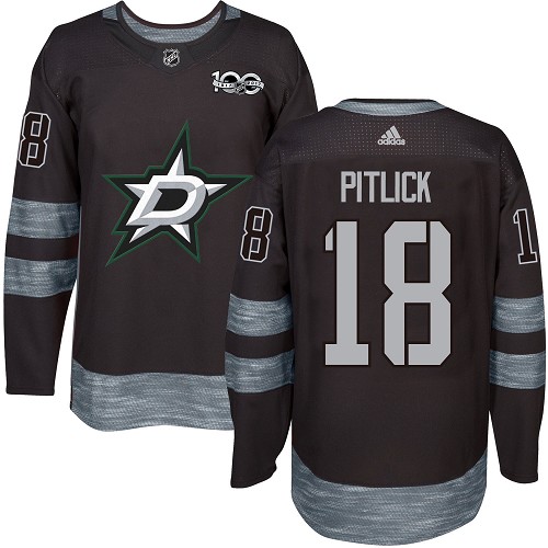 Adidas Stars #18 Tyler Pitlick Black 1917-100th Anniversary Stitched NHL Jersey